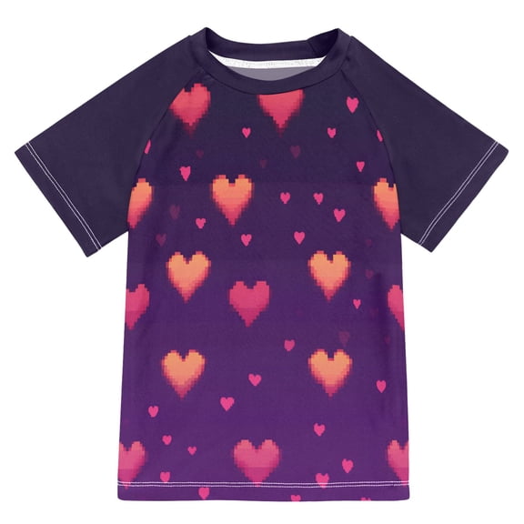 FORMRS Boys Rash Guard with Short Sleeves UPF 50 Swim Shirts Sizes 3-12T, Love in The Clouds