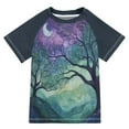 thumbnail image 1 of FORMRS Boys Rash Guard Short Sleeves Swim Shirt Quick Dry UPF 50+ Sun Protection, Sizes 3-12T, Moonlight Forest, 1 of 6