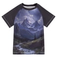 thumbnail image 1 of FORMRS Boys Rash Guard Short Sleeves Swim Shirt Quick Dry UPF 50+ Sun Protection, Sizes 3-12T, Moonlight Mountain, 1 of 6