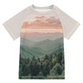 thumbnail image 1 of FORMRS Boys Rash Guard with Short Sleeves UPF 50+ Swim Shirts Sizes 3-12T, Mountains at Dawn, 1 of 6