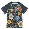 thumbnail image 1 of FORMRS Boys Rash Guard with Short Sleeves UPF 50+ Swim Shirts Sizes 3-12T, Navy Floral Pattern, 1 of 6