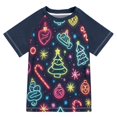 thumbnail image 1 of FORMRS Boys Rash Guard Short Sleeves Swim Shirt Quick Dry UPF 50+ Sun Protection, Sizes 3-12T, Neon Christmas, 1 of 6