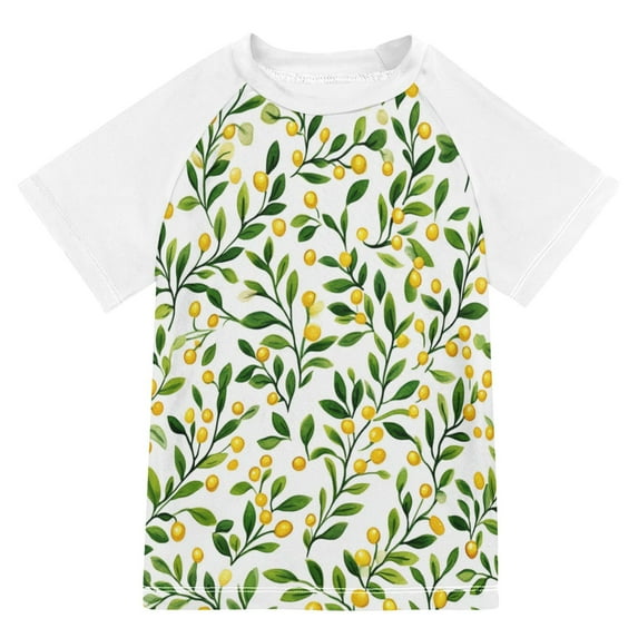 FORMRS Boys Rash Guard Short Sleeves Swim Shirt Quick Dry UPF 50+ Sun Protection, Sizes 3-12T, Olive Leaf