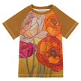 thumbnail image 1 of FORMRS Boys Rash Guard with Short Sleeves UPF 50+ Swim Shirts Sizes 3-12T, Orange Abstract Floral, 1 of 6