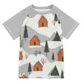 thumbnail image 1 of FORMRS Boys Rash Guard with Short Sleeves UPF 50+ Swim Shirts Sizes 3-12T, Orange Cartoon Houses, 1 of 6