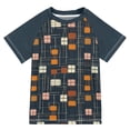 thumbnail image 1 of FORMRS Boys Rash Guard Short Sleeves Swim Shirt Quick Dry UPF 50+ Sun Protection, Sizes 3-12T, Orange Checkered Pattern, 1 of 6