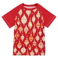 thumbnail image 1 of FORMRS Boys Rash Guard Short Sleeves Swim Shirt Quick Dry UPF 50+ Sun Protection, Sizes 3-12T, Orange Christmas Ornaments Pattern, 1 of 6