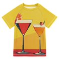 thumbnail image 1 of FORMRS Boys Rash Guard Short Sleeves Swim Shirt Quick Dry UPF 50+ Sun Protection, Sizes 3-12T, Orange Cocktails, 1 of 6