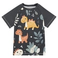 thumbnail image 1 of FORMRS Boys Rash Guard Short Sleeves Swim Shirt Quick Dry UPF 50+ Sun Protection, Sizes 3-12T, Orange Dinosaur, 1 of 6