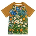 thumbnail image 1 of FORMRS Boys Rash Guard Short Sleeves Swim Shirt Quick Dry UPF 50+ Sun Protection, Sizes 3-12T, Orange Floral Garden, 1 of 6