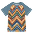 thumbnail image 1 of FORMRS Boys Rash Guard Short Sleeves Swim Shirt Quick Dry UPF 50+ Sun Protection, Sizes 3-12T, Orange Geometric, 1 of 6