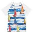thumbnail image 1 of FORMRS Boys Rash Guard with Short Sleeves UPF 50+ Swim Shirts Sizes 3-12T, Orange Sailboats, 1 of 6