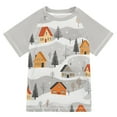 thumbnail image 1 of FORMRS Boys Rash Guard with Short Sleeves UPF 50+ Swim Shirts Sizes 3-12T, Orange Snow Houses, 1 of 6