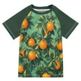 thumbnail image 1 of FORMRS Boys Rash Guard with Short Sleeves UPF 50+ Swim Shirts Sizes 3-12T, Orange Tree Pattern, 1 of 6