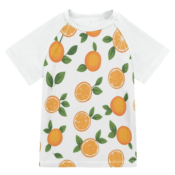 FORMRS Boys Rash Guard with Short Sleeves UPF 50+ Swim Shirts Sizes 3-12T, Orange