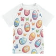 thumbnail image 1 of FORMRS Boys Rash Guard Short Sleeves Swim Shirt Quick Dry UPF 50+ Sun Protection, Sizes 3-12T, Pastel Easter Pattern, 1 of 6