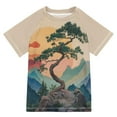 thumbnail image 1 of FORMRS Boys Rash Guard Short Sleeves Swim Shirt Quick Dry UPF 50+ Sun Protection, Sizes 3-12T, Pine Tree at Dawn, 1 of 6