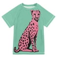 thumbnail image 1 of FORMRS Boys Rash Guard Short Sleeves Swim Shirt Quick Dry UPF 50+ Sun Protection, Sizes 3-12T, Pink Cheetah, 1 of 6