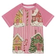 thumbnail image 1 of FORMRS Boys Rash Guard Short Sleeves Swim Shirt Quick Dry UPF 50+ Sun Protection, Sizes 3-12T, Pink Christmas House, 1 of 6