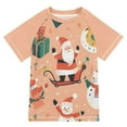 thumbnail image 1 of FORMRS Boys Rash Guard with Short Sleeves UPF 50+ Swim Shirts Sizes 3-12T, Pink Christmas Santa, 1 of 6