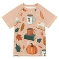 thumbnail image 1 of FORMRS Boys Rash Guard Short Sleeves Swim Shirt Quick Dry UPF 50+ Sun Protection, Sizes 3-12T, Pink Fall Coffee, 1 of 6