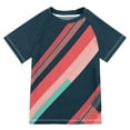 thumbnail image 1 of FORMRS Boys Rash Guard with Short Sleeves UPF 50+ Swim Shirts Sizes 3-12T, Pink Geometric, 1 of 6