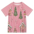 thumbnail image 1 of FORMRS Boys Rash Guard with Short Sleeves UPF 50+ Swim Shirts Sizes 3-12T, Pink Gingerbread House, 1 of 6