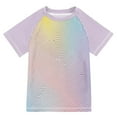 thumbnail image 1 of FORMRS Boys Rash Guard with Short Sleeves UPF 50+ Swim Shirts Sizes 3-12T, Pink Wavy Striped, 1 of 6