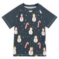 thumbnail image 1 of FORMRS Boys Rash Guard Short Sleeves Swim Shirt Quick Dry UPF 50+ Sun Protection, Sizes 3-12T, Playful Winter, 1 of 6