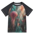 thumbnail image 1 of FORMRS Boys Rash Guard Short Sleeves Swim Shirt Quick Dry UPF 50+ Sun Protection, Sizes 3-12T, Psychedelic Forest, 1 of 6