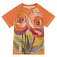 thumbnail image 1 of FORMRS Boys Rash Guard Short Sleeves Swim Shirt Quick Dry UPF 50+ Sun Protection, Sizes 3-12T, Purple Abstract Floral, 1 of 6