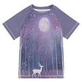 thumbnail image 1 of FORMRS Boys Rash Guard with Short Sleeves UPF 50+ Swim Shirts Sizes 3-12T, Purple Forest, 1 of 6