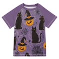 thumbnail image 1 of FORMRS Boys Rash Guard with Short Sleeves UPF 50+ Swim Shirts Sizes 3-12T, Purple Halloween Black Cat, 1 of 6