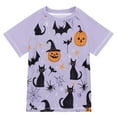 thumbnail image 1 of FORMRS Boys Rash Guard with Short Sleeves UPF 50+ Swim Shirts Sizes 3-12T, Purple Halloween Pumpkin, 1 of 6