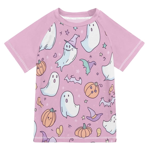 FORMRS Boys Rash Guard with Short Sleeves UPF 50  Swim Shirts Sizes 3-12T, Purple Halloween