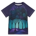 thumbnail image 1 of FORMRS Boys Rash Guard Short Sleeves Swim Shirt Quick Dry UPF 50+ Sun Protection, Sizes 3-12T, Purple Moonlight Forest, 1 of 6