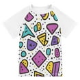 thumbnail image 1 of FORMRS Boys Rash Guard with Short Sleeves UPF 50+ Swim Shirts Sizes 3-12T, Purple Retro Pattern, 1 of 6