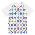 thumbnail image 1 of FORMRS Boys Rash Guard Short Sleeves Swim Shirt Quick Dry UPF 50+ Sun Protection, Sizes 3-12T, Purple Retro Shapes, 1 of 6