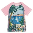 thumbnail image 1 of FORMRS Boys Rash Guard with Short Sleeves UPF 50+ Swim Shirts Sizes 3-12T, Purple Seaside, 1 of 6