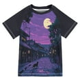 thumbnail image 1 of FORMRS Boys Rash Guard Short Sleeves Swim Shirt Quick Dry UPF 50+ Sun Protection, Sizes 3-12T, Purple Street, 1 of 6