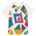 thumbnail image 1 of FORMRS Boys Rash Guard Short Sleeves Swim Shirt Quick Dry UPF 50+ Sun Protection, Sizes 3-12T, Purple Triangles, 1 of 6