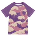 thumbnail image 1 of FORMRS Boys Rash Guard with Short Sleeves UPF 50+ Swim Shirts Sizes 3-12T, Purple Wave Pattern, 1 of 6