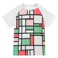 thumbnail image 1 of FORMRS Boys Rash Guard with Short Sleeves UPF 50+ Swim Shirts Sizes 3-12T, Red Abstract Geometric, 1 of 6