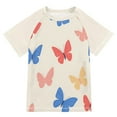thumbnail image 1 of FORMRS Boys Rash Guard Short Sleeves Swim Shirt Quick Dry UPF 50+ Sun Protection, Sizes 3-12T, Red Butterflies, 1 of 6