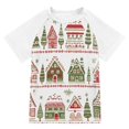 thumbnail image 1 of FORMRS Boys Rash Guard Short Sleeves Swim Shirt Quick Dry UPF 50+ Sun Protection, Sizes 3-12T, Red Christmas House, 1 of 6