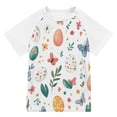 thumbnail image 1 of FORMRS Boys Rash Guard Short Sleeves Swim Shirt Quick Dry UPF 50+ Sun Protection, Sizes 3-12T, Red Easter Eggs, 1 of 6