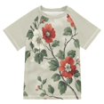 thumbnail image 1 of FORMRS Boys Rash Guard Short Sleeves Swim Shirt Quick Dry UPF 50+ Sun Protection, Sizes 3-12T, Red Floral Pattern, 1 of 6