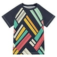 thumbnail image 1 of FORMRS Boys Rash Guard Short Sleeves Swim Shirt Quick Dry UPF 50+ Sun Protection, Sizes 3-12T, Red Geometric, 1 of 6