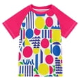 thumbnail image 1 of FORMRS Boys Rash Guard Short Sleeves Swim Shirt Quick Dry UPF 50+ Sun Protection, Sizes 3-12T, Red Retro Shapes, 1 of 6
