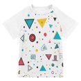 thumbnail image 1 of FORMRS Boys Rash Guard Short Sleeves Swim Shirt Quick Dry UPF 50+ Sun Protection, Sizes 3-12T, Red Simple Shapes, 1 of 6